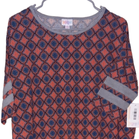 New Lularoe Irma Simply Comfortable Top Hi Low Tunic Shirt Size S Orange Teal - Picture 1 of 5